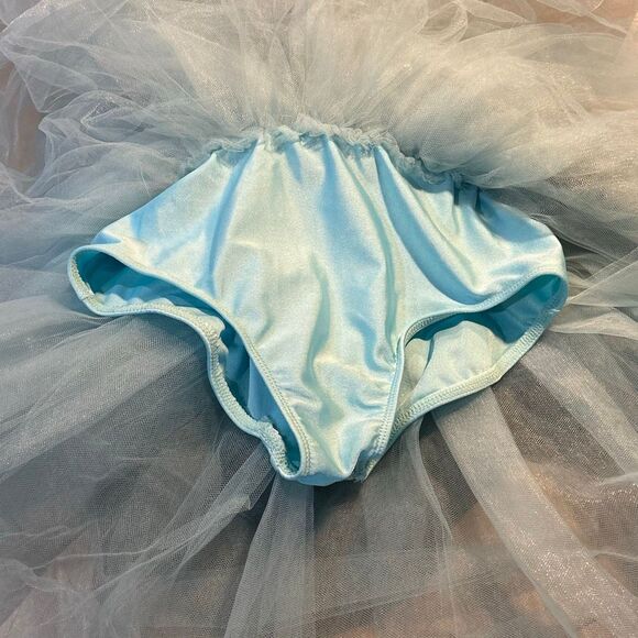 Revolution Dance Costume Tute Sequins Body suit Tulle Greyish Light Blue - Picture 7 of 8